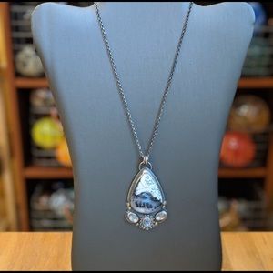 Artisan sterling silver agate/moonstone necklace